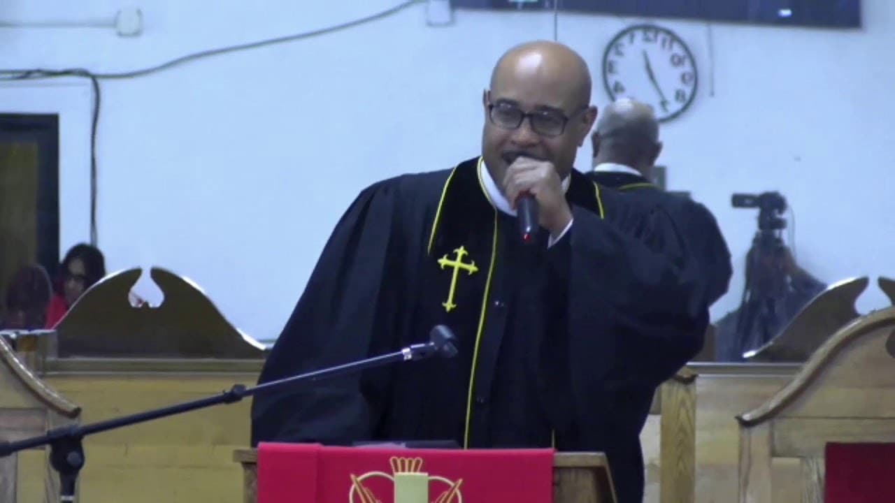 Rev. A.H. Sparkman preaching at Mount Carmel AME Church